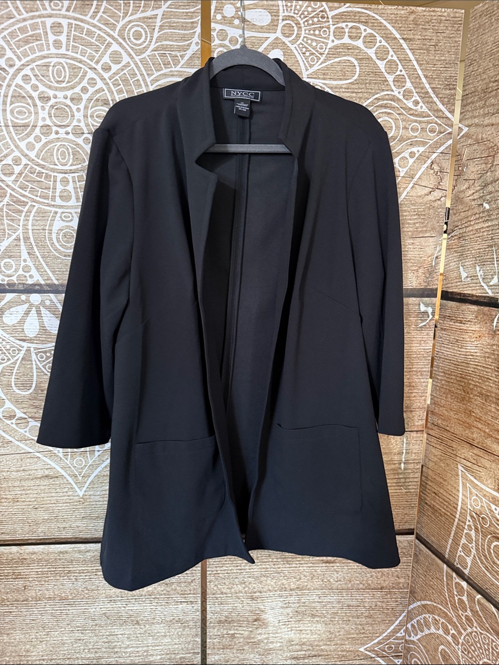 NY&C Black Open-Front Blazer Jacket